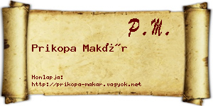 Prikopa Makár névjegykártya